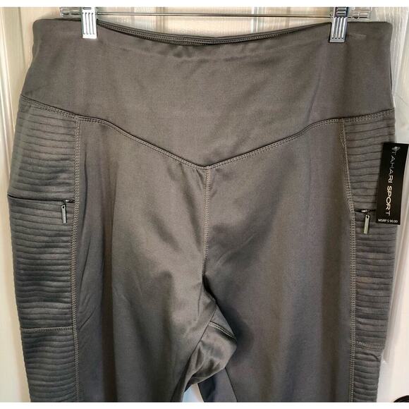 NWT Tahari Sport Gray High Waisted Leggings Zip Pockets Athleisure - Size 3X - Picture 3 of 8